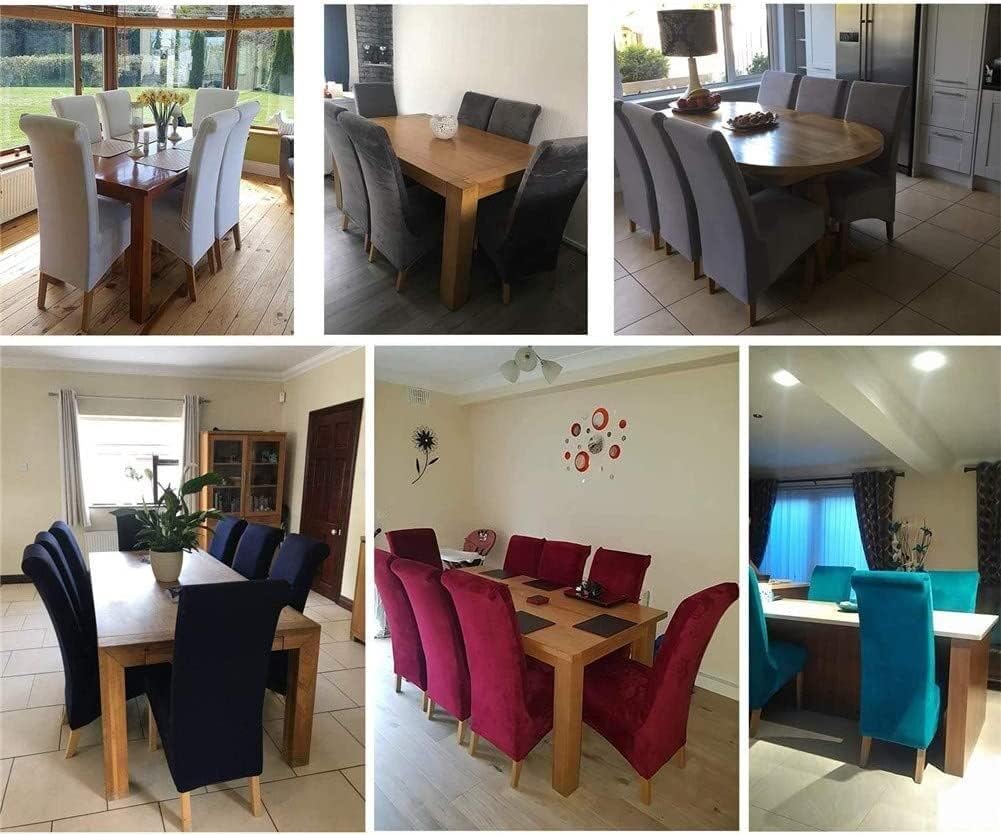 Velvet Dining Chair Covers Stretchable High Back Dining Chair Slipcovers Luxury Thick Chair Protective Slipcover for Kitchen Hotel Wedding (Color : Red, Size : Set of 6)