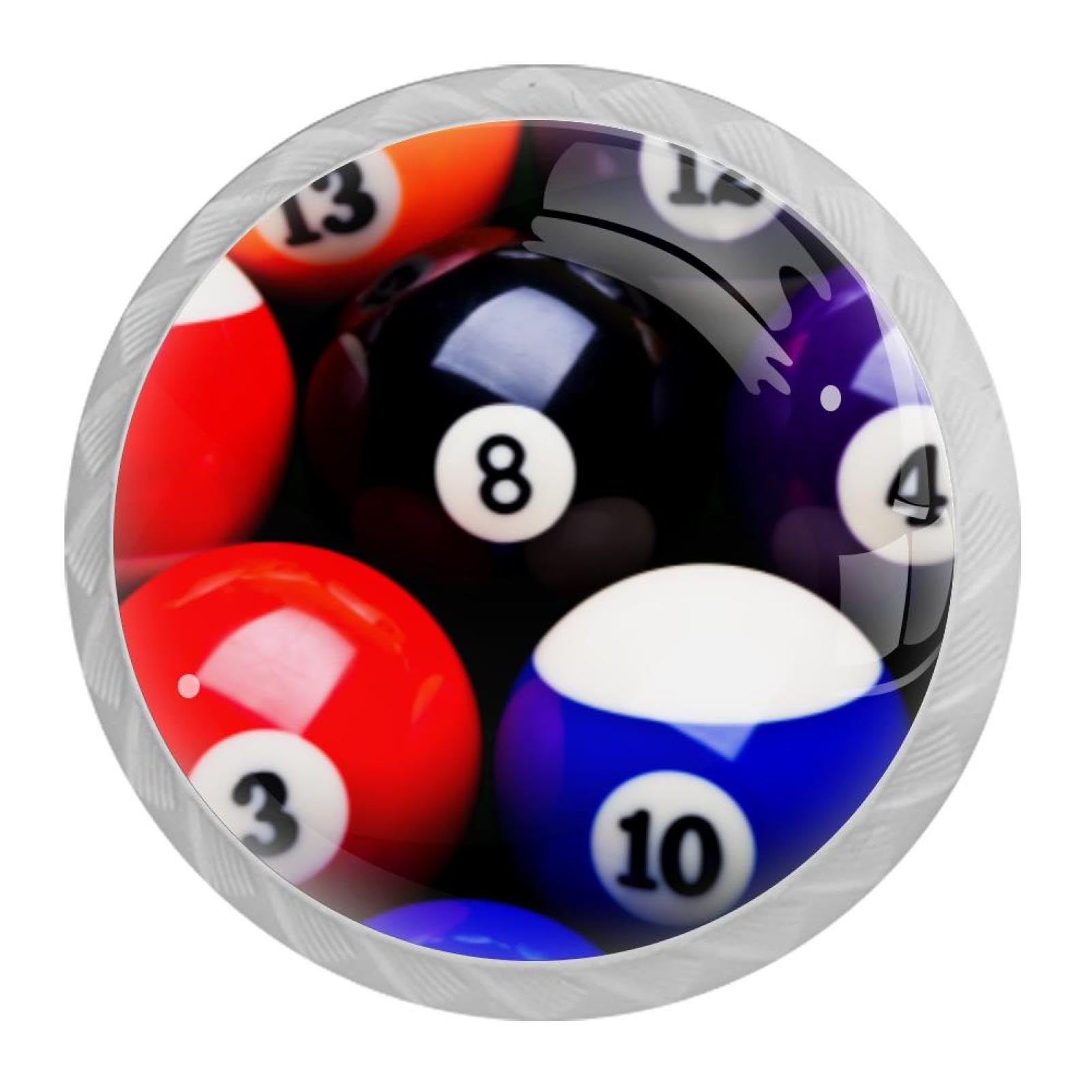 Tqmspg 4 Pieces Drawer Pulls Billiard Balls Door Knobs Dresser Handles for Kitchen Wardrobe Cupboard Hardware Furniture