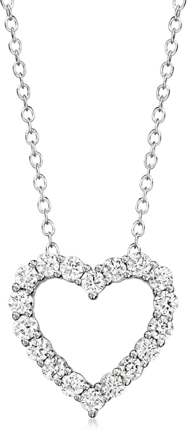 Ross-Simons 0.50 ct. t.w. Lab-Grown Diamond Heart Pendant Necklace in Sterling Silver