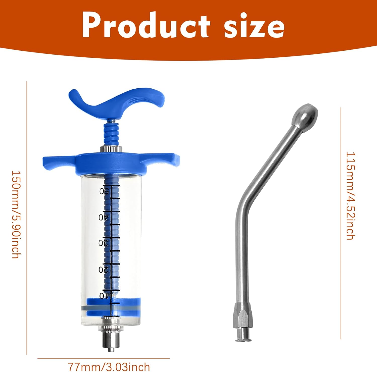 50 mL Reusable Feeding Syringes with 2 Nozzles, 2 Pack image 2