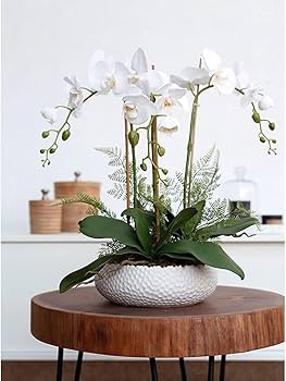 タグ付　胡蝶蘭　黒陶器花瓶　造花　65センチ Amazon｜蘭の花 造花 フェイク蘭 3 花 造花 シルク造花胡蝶蘭の