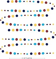 Vista 2 de Decoraciones de Fiesta de Puntos Circulares Rojos Azules Amarillos Guirnalda de Lunares Colgantes de Papel Serpentina de Lunares para Carnaval Circo