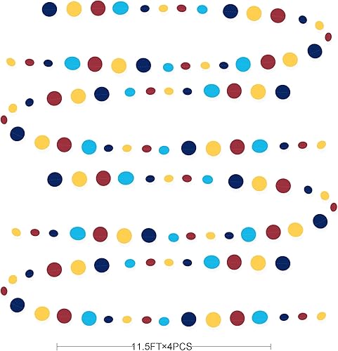 Miniatura 2 de Decoración de fiesta de color rojo, azul y amarillo, guirnalda de lunares circulares de papel colgante para carnaval, circo, payaso, fiesta,