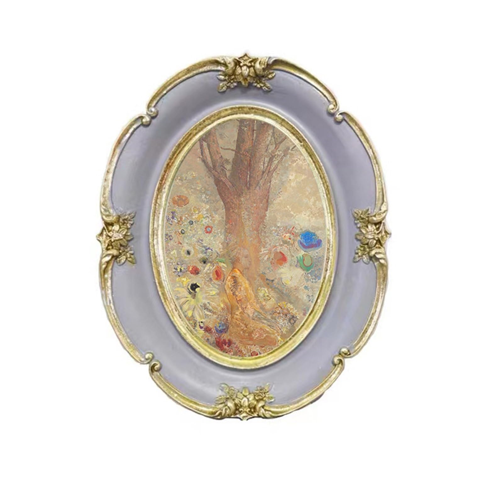 Nostalgic Oval photo frame, smooth photo display, vintage country-style wall home decoration for home decor(Purple,4X6)