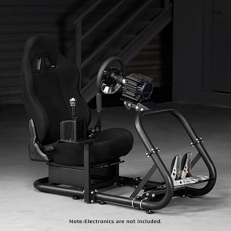 Dardoo Racing Simulator Cockpit Frame with Black Seat Fit for Moza, for Logitech G27 G29 G920 G923, for Thrustmaster, for Fanatec, Adjustable Racing Wheel Stand, Not Included Wheel Pedal and Handbrake