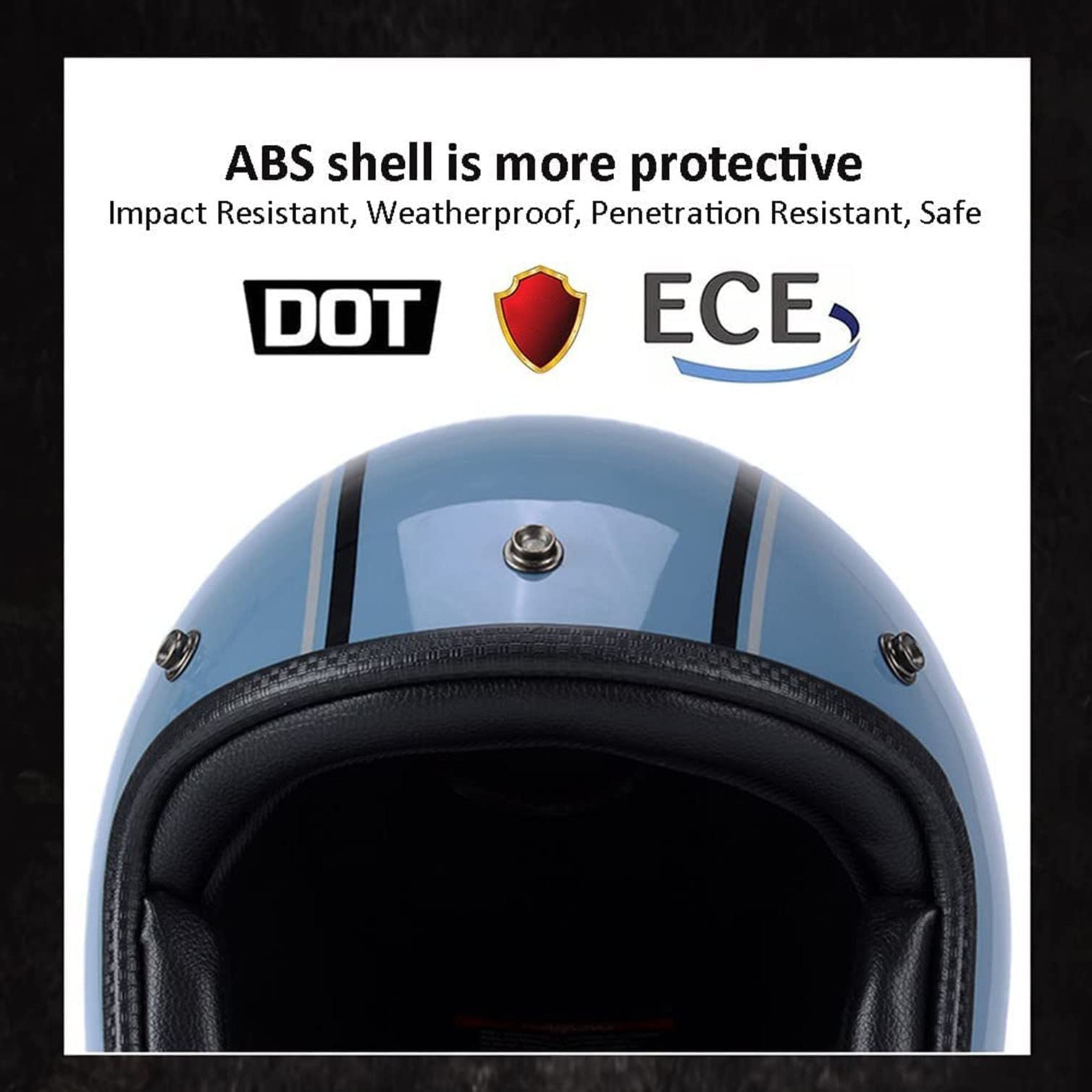 Semi-Ouvert Jet Casque ECE Homologué Casque Moto Demi-Jet et Scooter Compact Anti Scratch Visiere Hommes et Femme Adulte Confortable et Perméable a L'air Doublure Intérieure