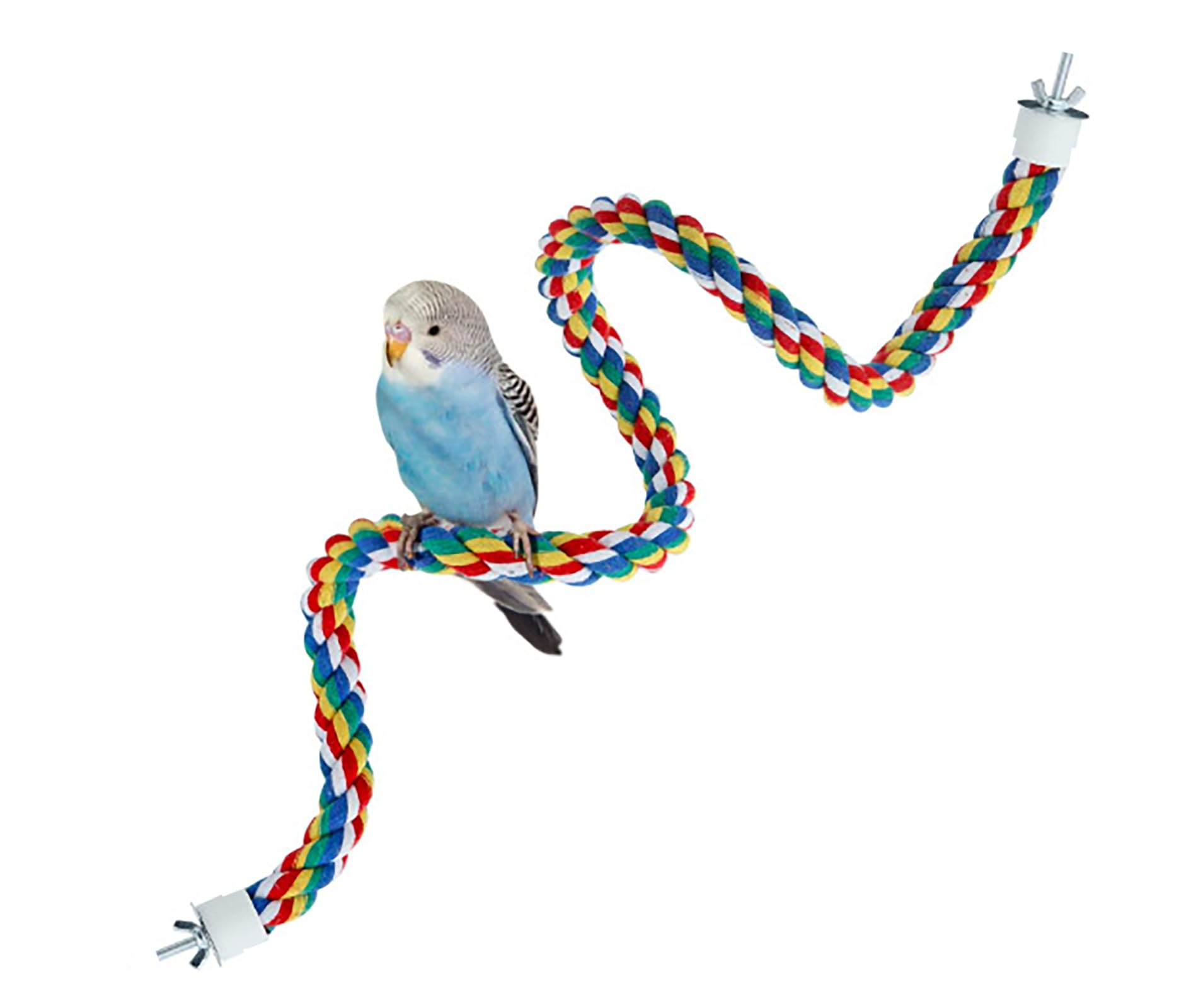 Bendable Fun Climbing Bird Cotton Rope Perch, Colorful Bungee Toy for Parrot, Bird Cage Accessories (31.5'' Metal Nut)