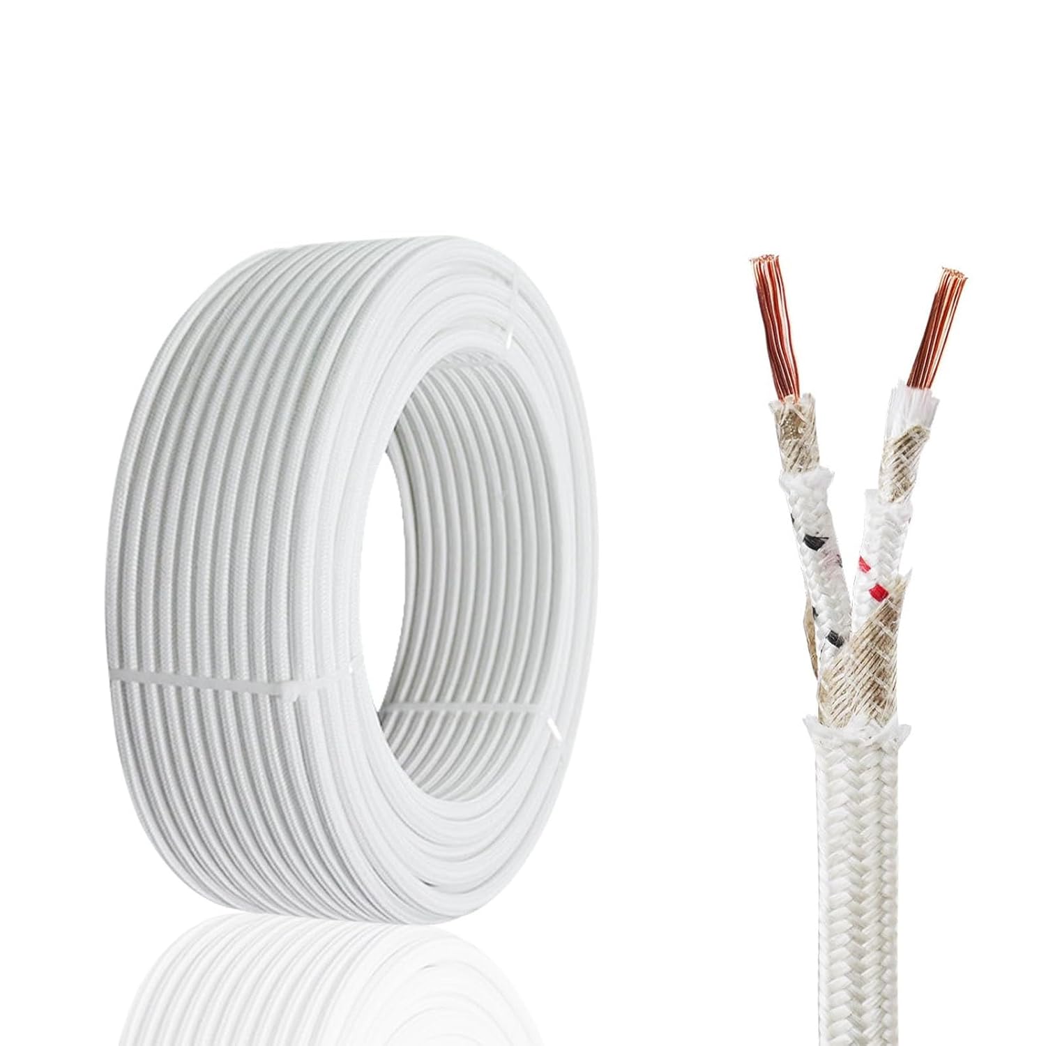 高温電線、 10-20 AWG 2C マイカファイバーグラス 耐熱ワイヤー 30-100FT -76-932F ランプ、ボイラー、ヒ