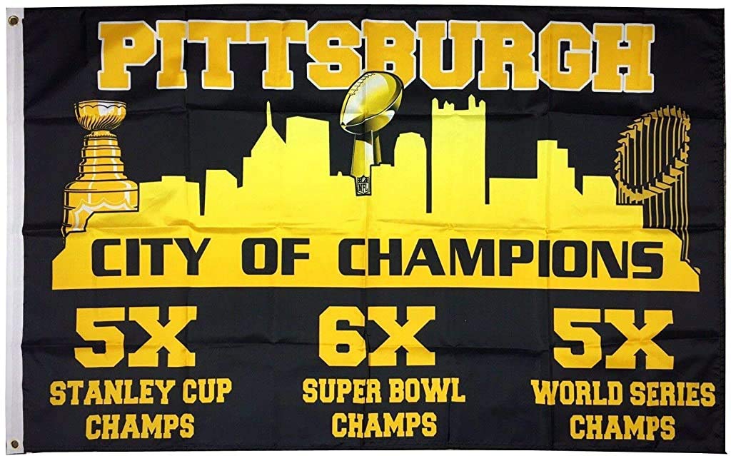 Mountfly Pittsburgh City of Champions Flag Banner 3X5 Feet Man Cave