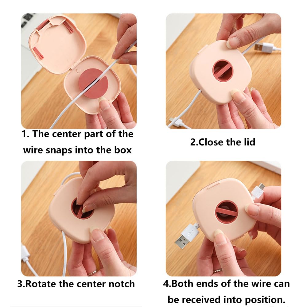 2 Avvolgicavo Estensibili Portatili - Organizer Per Cavi USB Con Supporto Telefono - Bianco - Foto 11