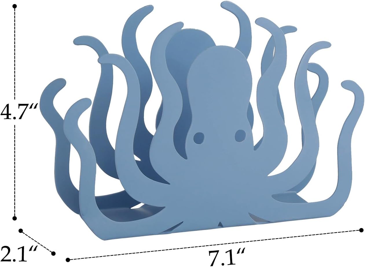 NIKKY HOME Napkin Holder for Tables, Octopus Iron Napkin Dispenser for Kitchen, Blue Freestanding Napkin Holders for Farmhouse Restaurants Home Party Decor