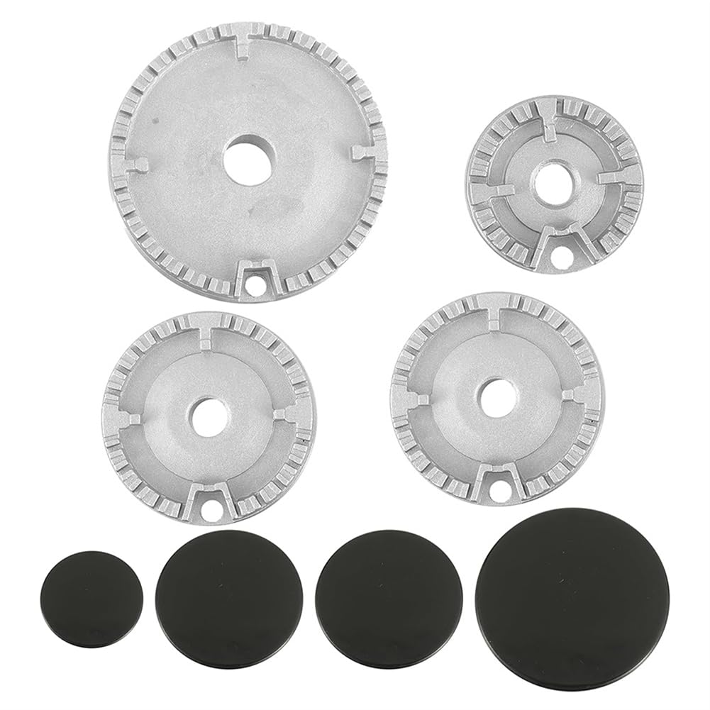CTRLZS Fits Most Gas Stove Burners-8 PCS Cooker Hat Set Replacement Kit for Oven Gas Hob Burner Crown Flame Cap