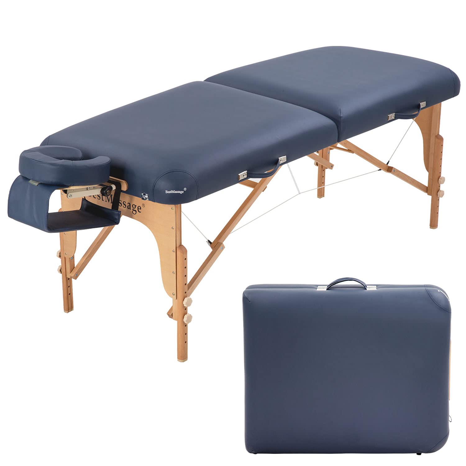 BestMassage Massage Bed Portable Massage Table 72" L*30" W*3.5" THK Lash Bed Height Adjustable 2 Folding PU Leather Spa Table with Oxford Bag for Spa Footmassage Facial CareSpa Tattoo