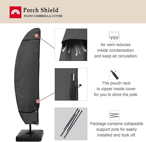 Miniatura 5 de Porch Shield Funda para Sombrilla de Patio - Cubierta Impermeable para Exteriores de Jardín para Sombrilla Offset Banana Parasol se Adapta a