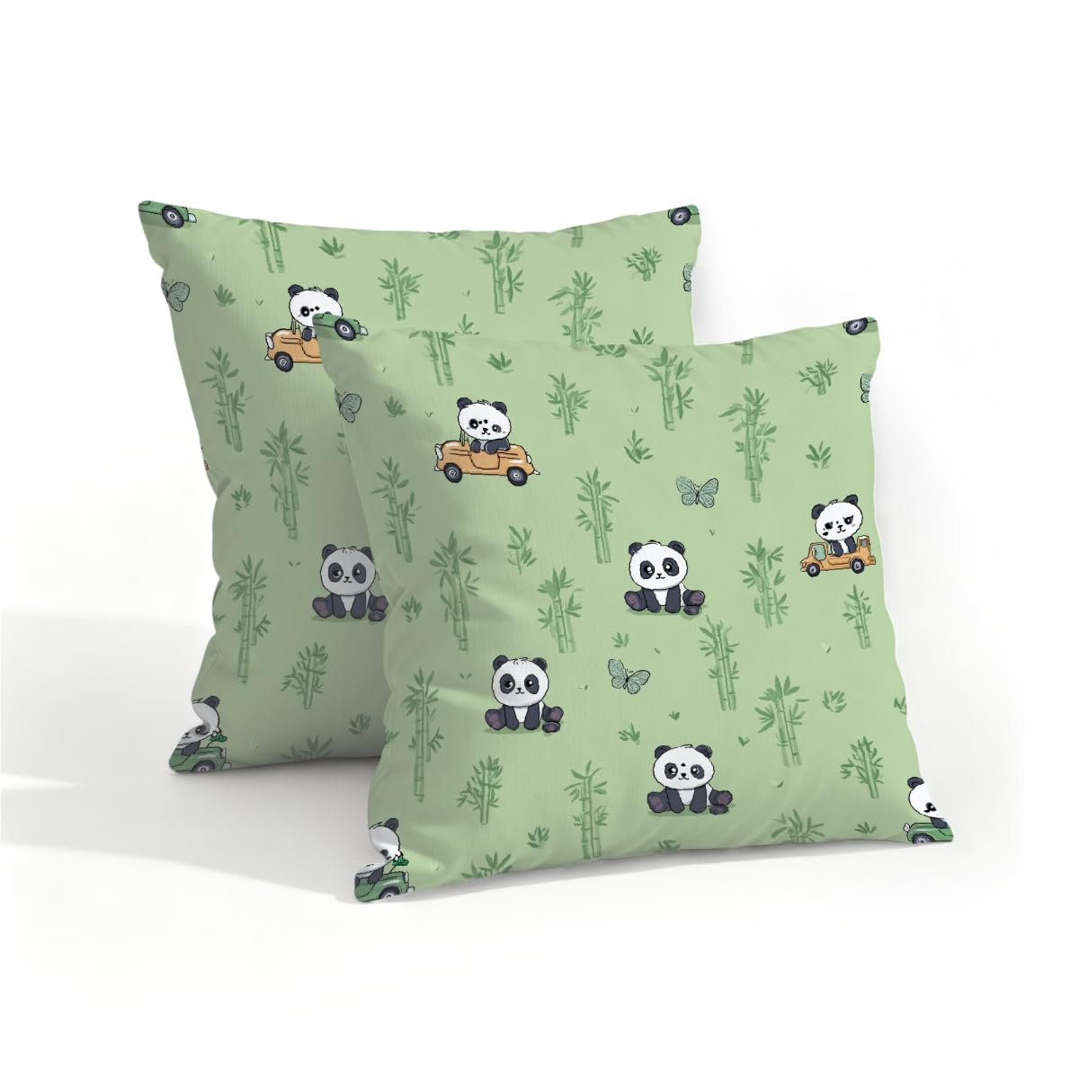 Outdoor Pillow Covers Waterproof Pillowcases 16x16in Set of 2 Chinese Panda Bamboo On Light Green Decorative Throw Cushion Case for Couch Sofa Garden Patio Furniture