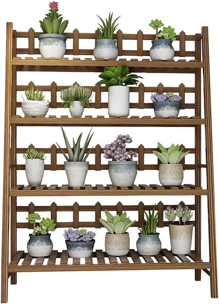 Plant Stand Indoor Solid Wood Flower Stand with 4 Tiers