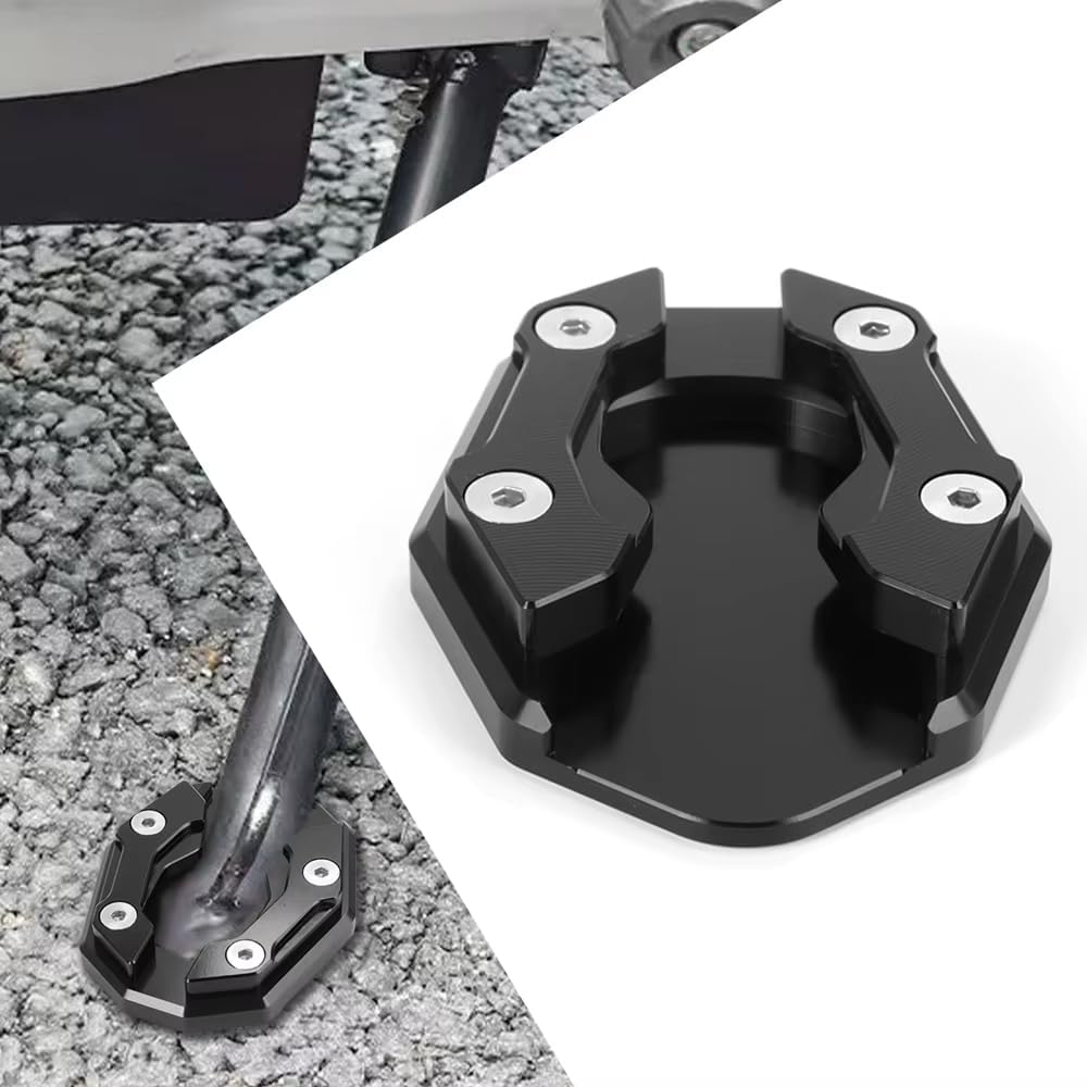 Woniyal Motorcycle Side Stand Extension Pad for NMAX155 NMAX125 NMAX 155 NMAX 125, Motorbike Kickstand Foot Base, Enlarged Plate, Aluminium Accessory,Black