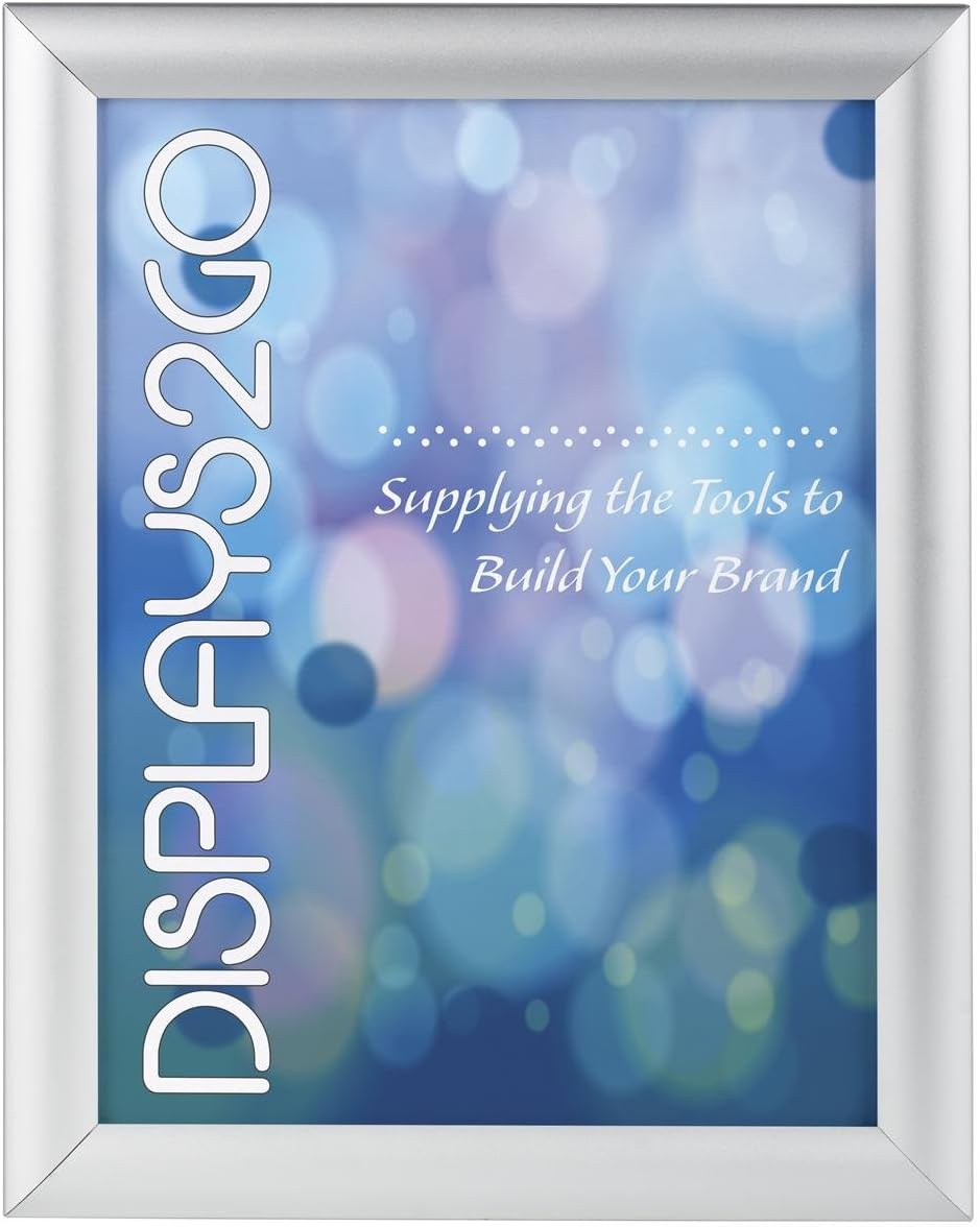 Displays2go Snap Open Sign Holder Frame, 8.5 x 11 Inch, Wall Mount or Tabletop, Silver Aluminum (WSNF8511SV)