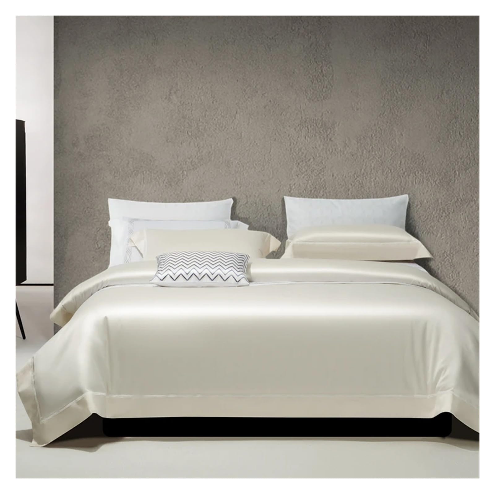 Sbcgfy White Gray 2000Tc Pima Cotton Bedding Sets Duvet Cover Bedsheet Pillowcase 4Pcs Comfortable Bedding, Bedspreads,-Flat Bed Sheet-Queen 4Pcs