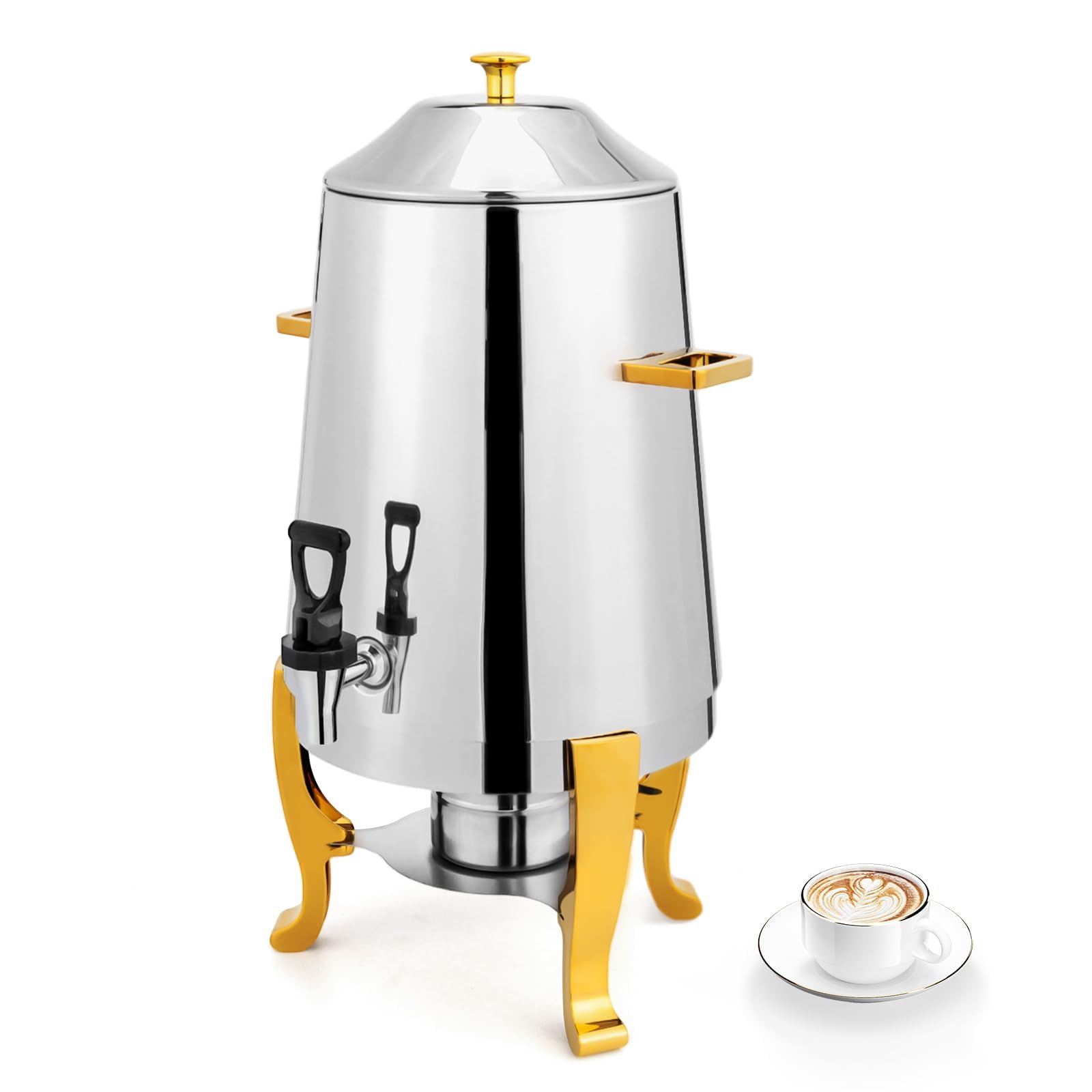 ZephPerton 3.4 Gallon Stainless Steel Hot Beverage Dispenser, Electric Coffee Urn With Fuel Holder 2 Way Heating With Spigot, Increase Capacity, Stable Base For Party Buffet Catering