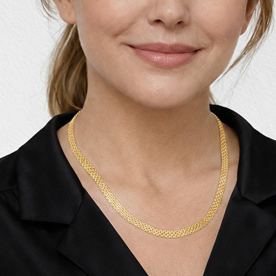 ZELYA gold kette 925/585 14K – Vergoldete Bismark Kette 3-6 mm breite, Länge 45–60 cm, massive Echt- Silber Gold Halskette für Damen, Eleganter personalisierter Damenschmuck, Gravur, Geschenkset