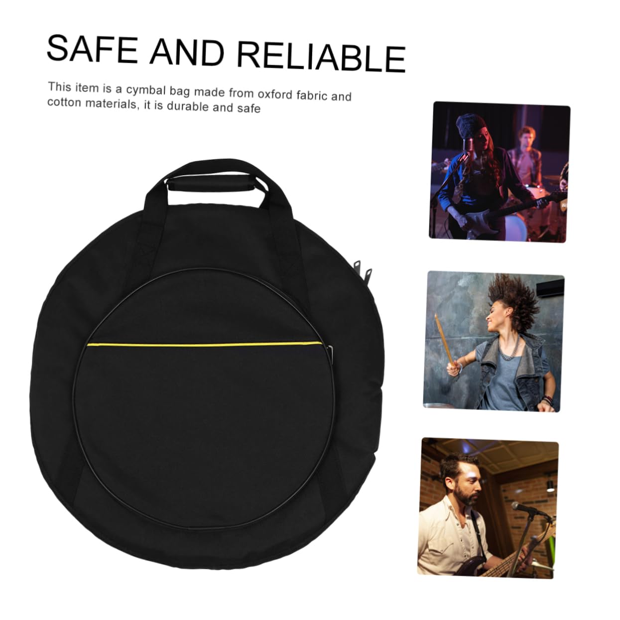 FUNOMOCYA Heavy Duty Cymbal Storage Bag Marching Cymbal Case Compatibility Side Accessory Pocket