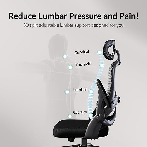 Miniatura 5 de SIHOO - Silla de oficina ergonómica, silla de escritorio con soporte lumbar ascendente y descendente, silla de escritorio para el hogar con respaldo