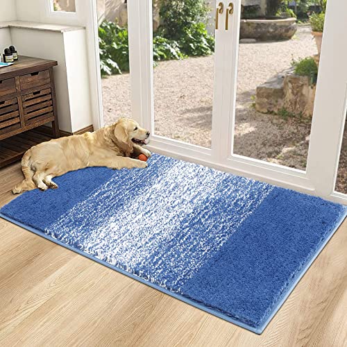 Vaukki Indoor Doormat Entryway Door Rug, Non Slip Absorbent Mud Trapper Mat Inside Floor Mat, Washable Door Carpet for Entryway (32''x48'', Navy)