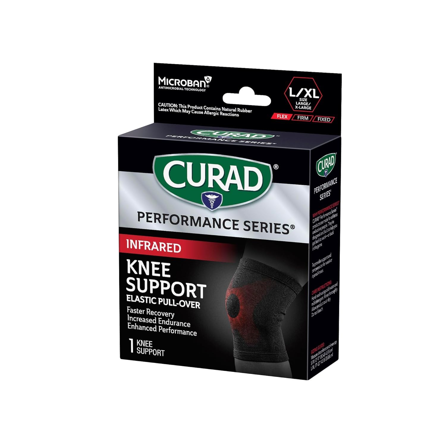 CURAD Performance Series IRONMAN Infrared Knee Support, Elastic Knee Sleeve for Pain Management, Compression Support for Recovery and Performance, Powered by CELLIANT Technology, Large/X-Large