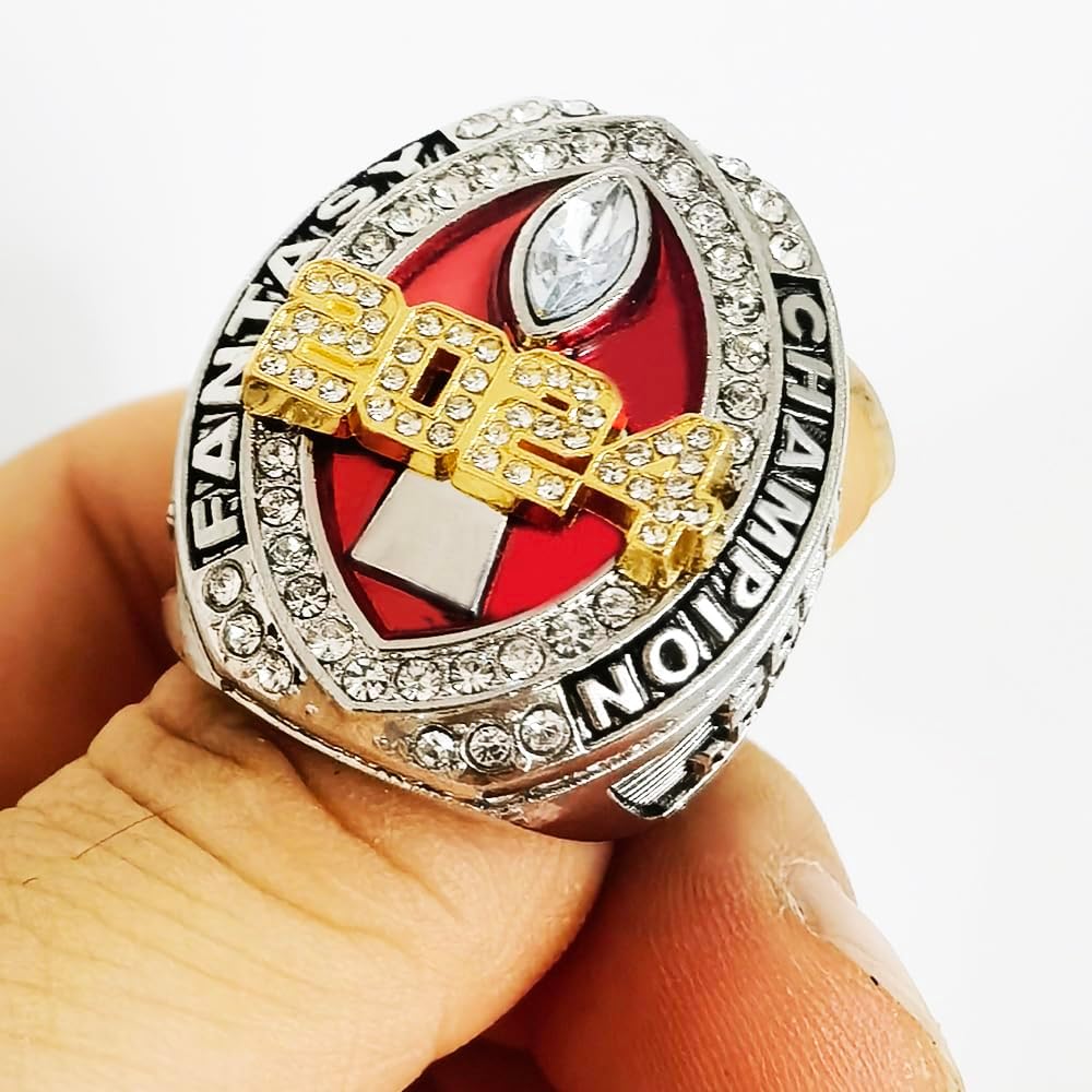 Fantasy Football Championship Ring 2024 Award Prize Sports Winner FFL Champion Ring (five, size 11)