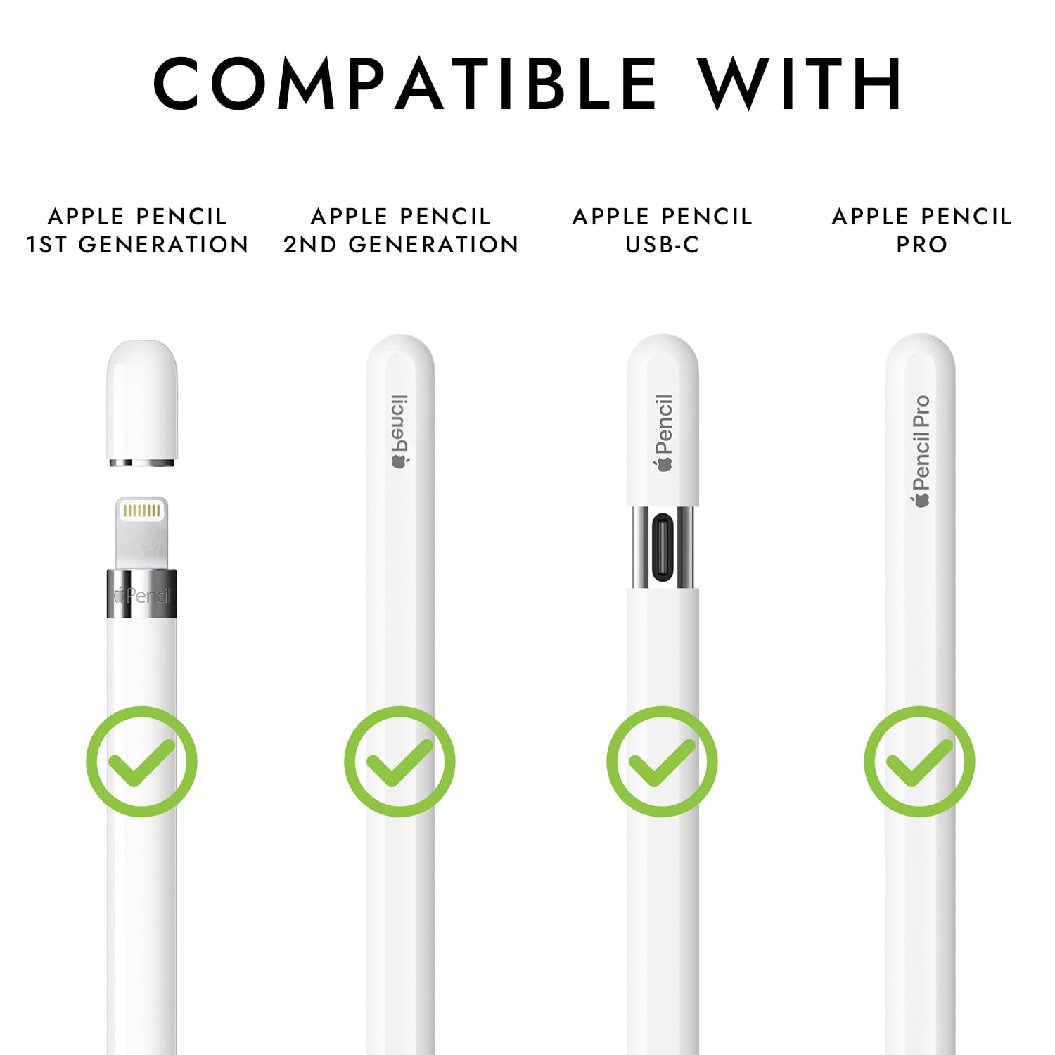Silikonowy uchwyt kompatybilny z Apple Pencil 1. generacji, Apple Pencil 2. generacji, Apple Pencil Pro i Apple Pencil USB-C ergonomiczny uchwyt (biały/ciemnozielony/ciemnoniebieski/czarny)