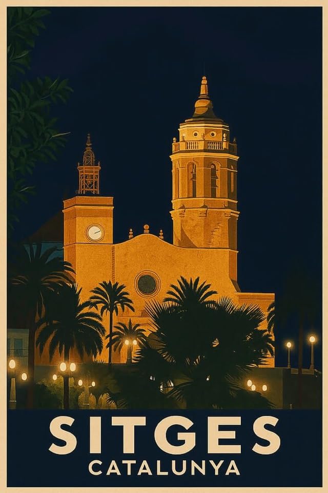 Póster de Sitges vintage y lámina decorativa de Sant Bartomeu