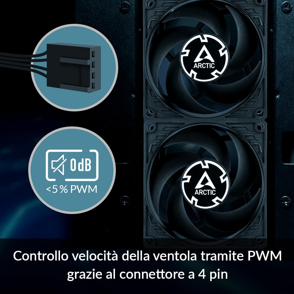 ARCTIC P8 Max - Ventola per PC, ventola per case da 80 mm ad alte prestazioni, ventola per server, controllata tramite PWM 500-5000 giri/min, ottimizzata per pressione statica, modalità 0dB,