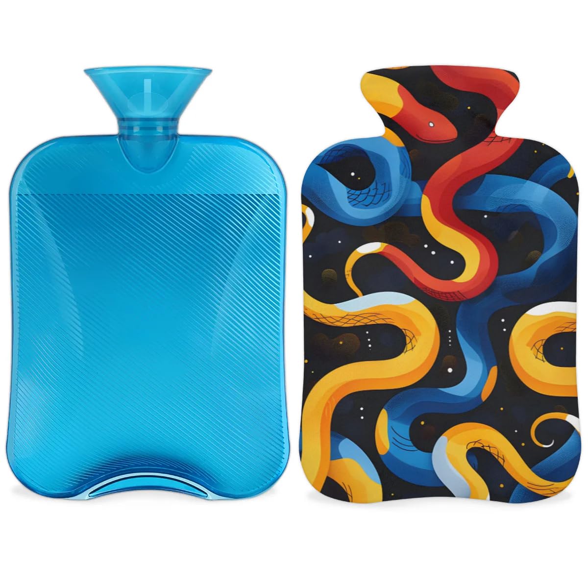 Hot Water Bottle with Soft Cover,2L Gothic Snake Hot Water Bag for Hot and Cold Compress, Hand Feet Warmer, Rubber Hot or Cold Water Bottle Halloween Christmas Decorations