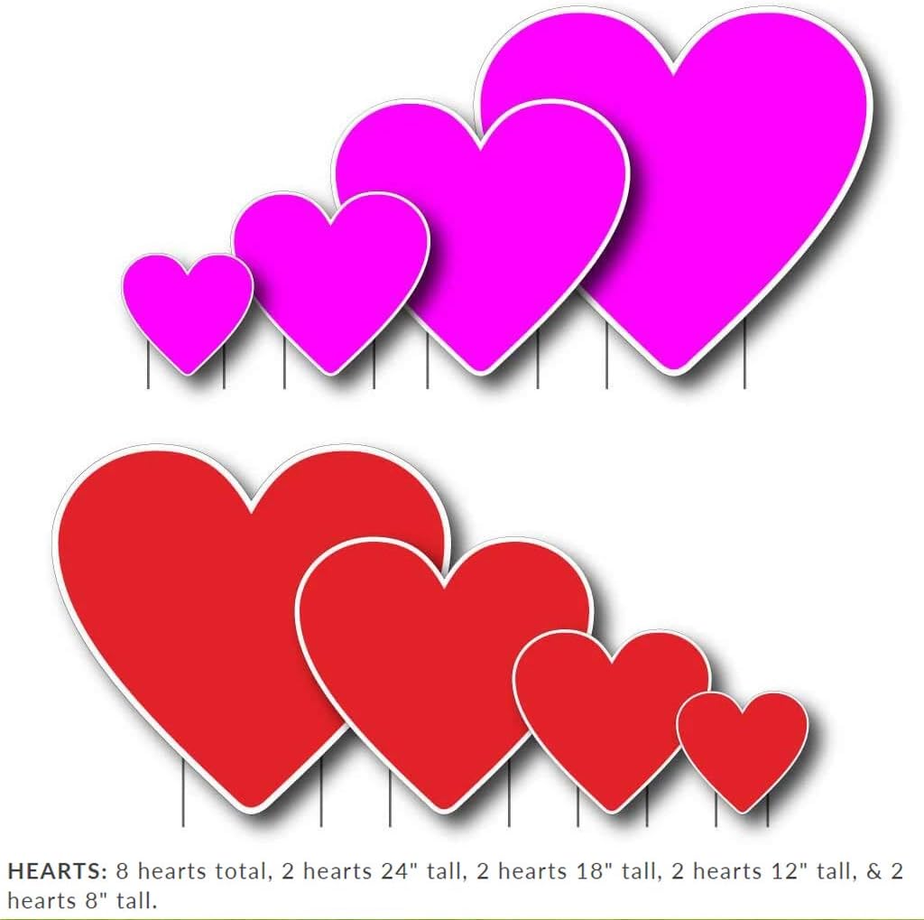 VictoryStore Yard Decorations - Accessories Outdoor Yard Signs 2 Stakes Included Per Sign (Hearts 8 Set) 12522