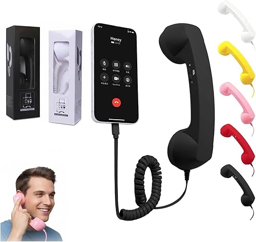 Retro Phone Handset, 2026 Upgrade Retro Phone Handset Wired Vintage Telephone Receiver with Mic & Speaker for iPhone Android Smartphones(Black,3.5mm) disponible en Yaxa Costa Rica
