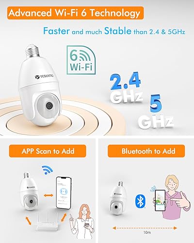 Miniatura 3 de Cámara de seguridad con bombilla -5G y 2.4GHz 5MP HD WiFi 6 Monitor de bebé para el hogar, cámaras de seguridad inalámbricas para exteriores