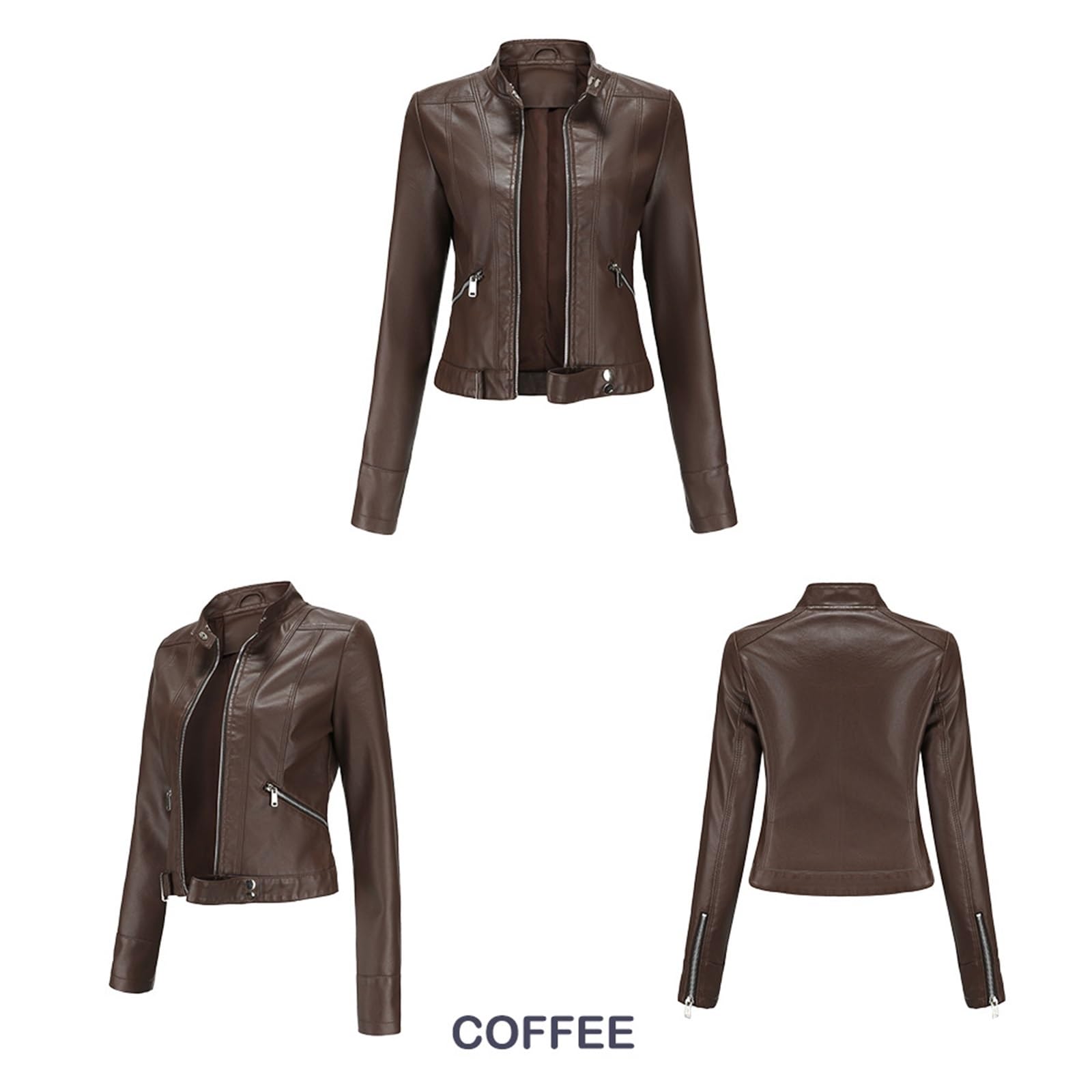Chaqueta De Piel Sintética para Mujer, Blazer De Manga Larga Entallado para Un Look Casual, De Negocios, Entrevista O Semiformal