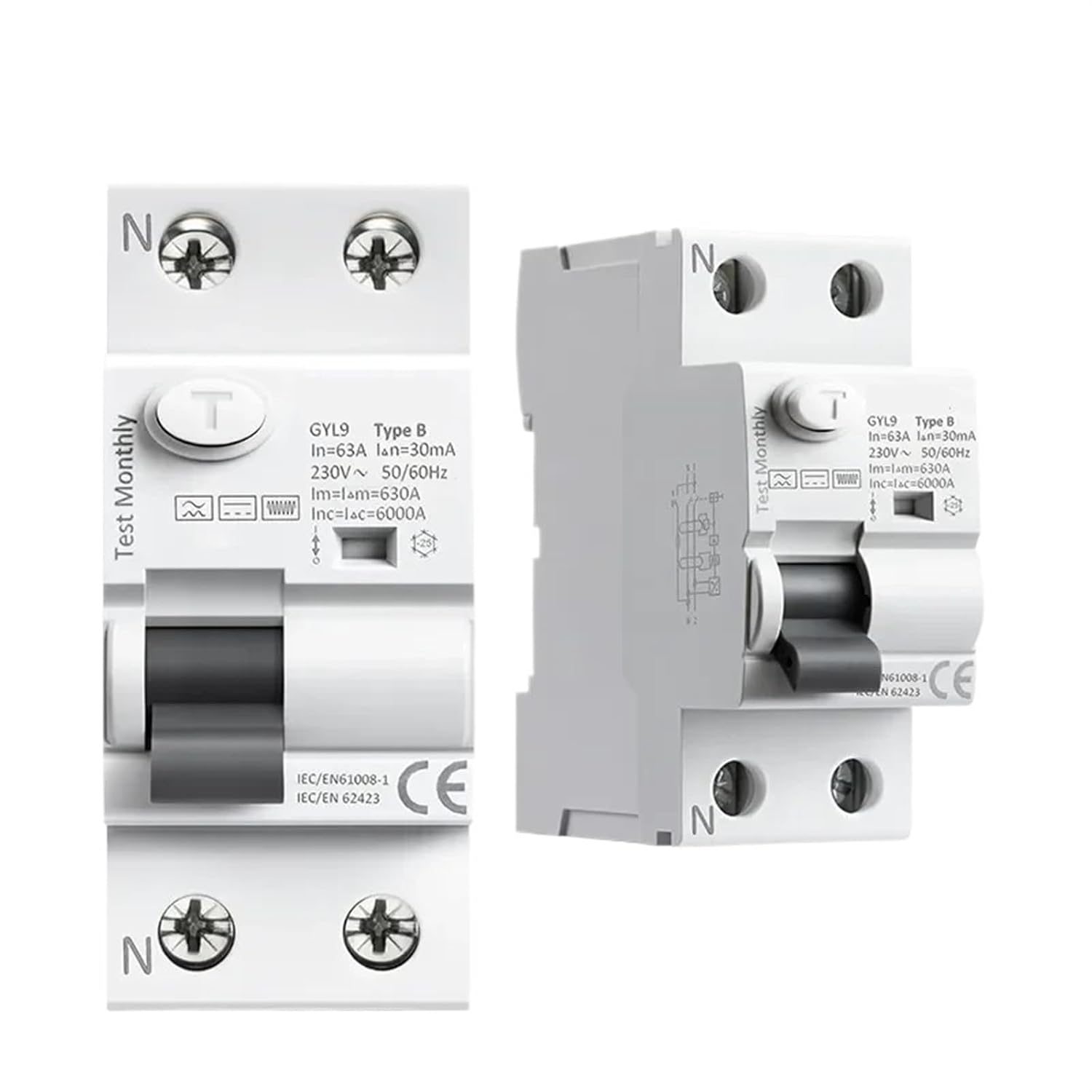 B Type RCCB Residual Current Circuit Breaker DC ELCB 2P 4P 40A 63Amp 30mA 100mA 300mA Type B 6KA RCD 1Pcs(4P 63A 300mA)