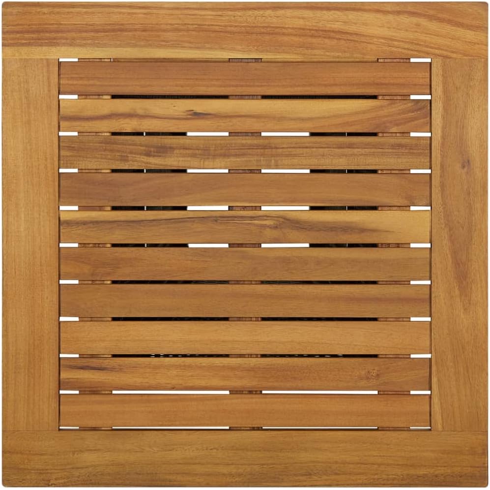 Black PE Rattan Square Bar Table with Acacia Wood Top and Steel Frame, Modern Outdoor Furniture for Patio and Garden, Weather-Resistant and Easy to Clean, Assembly Required.