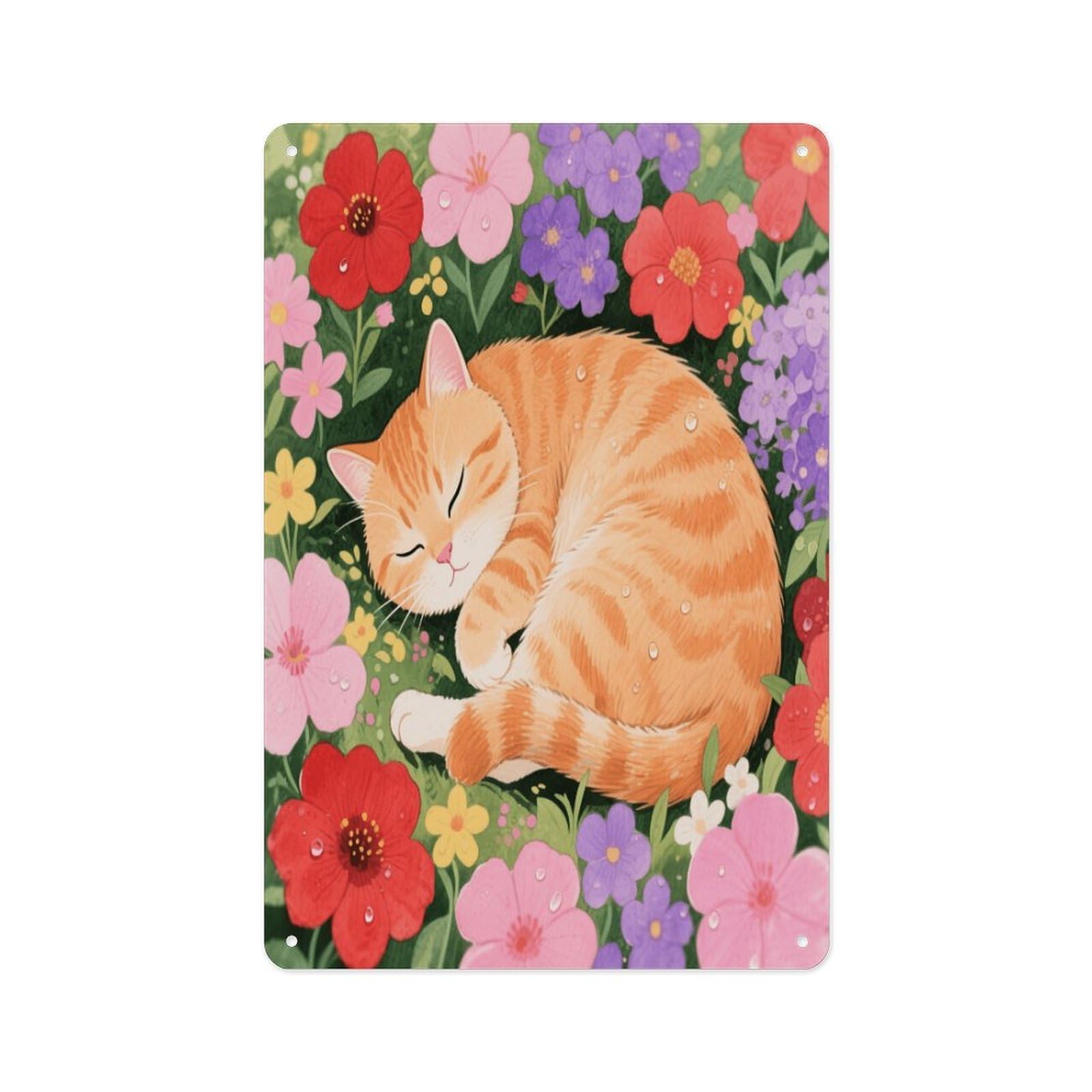 Fekiloot Style Napping Cat Wall Decor Metal Signs Tin Signs Poster