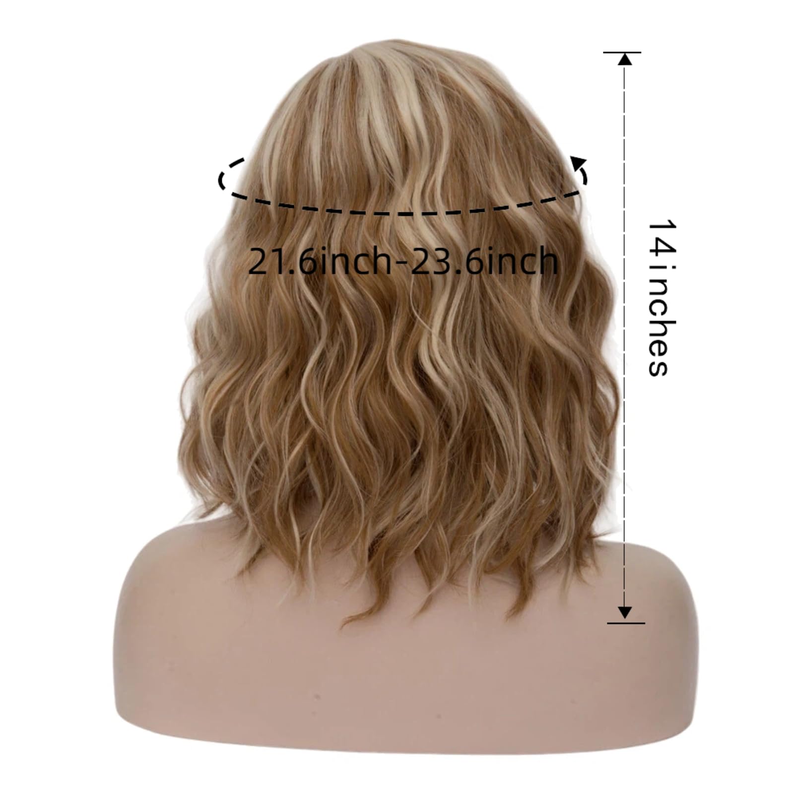 Amazon.com : Cying Lin Short Bob Wavy Curly Wig Brown Mixed  display picture 2