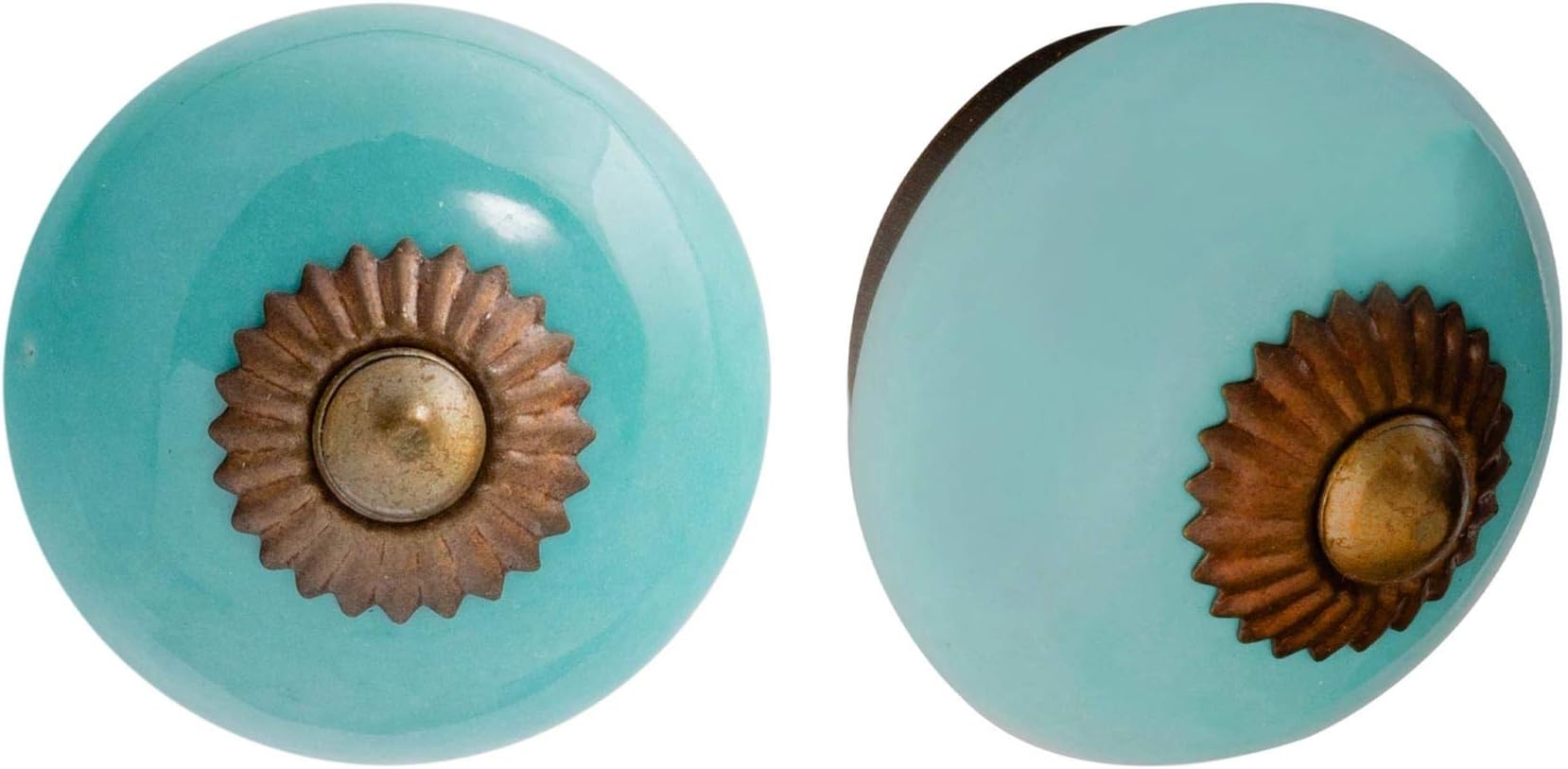 Nicola Spring Ceramic Cupboard Drawer Handle Knobs - Turquoise - Pack of 12