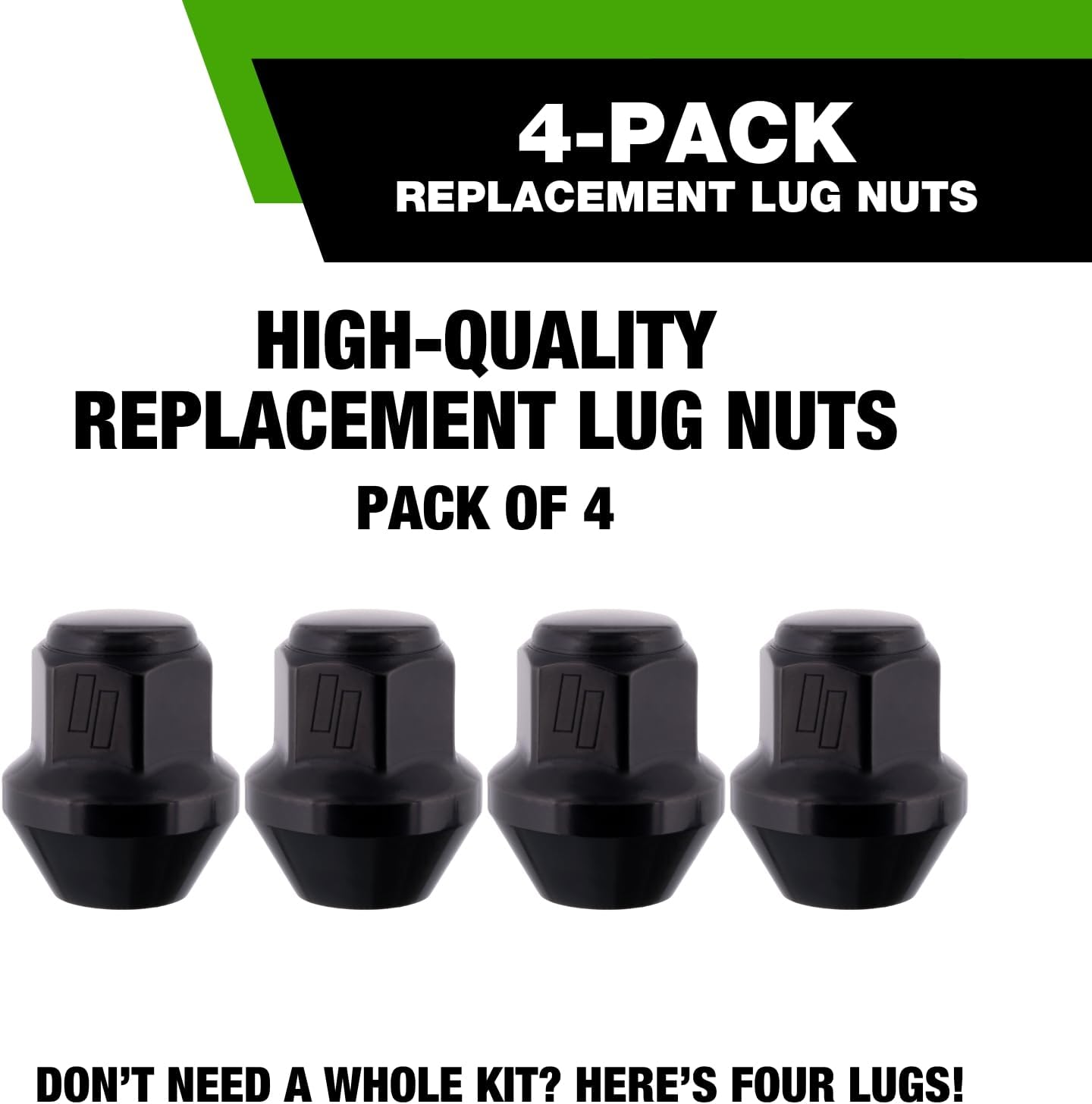 DPAccessories Black Lug Nuts | Compatible Replacement for Chrysler-Dodge-Jeep | 6509769AA, 6500294, 6502738 | Factory/OEM Wheels Only | Pack of 4 | DMO12501F-BK/004