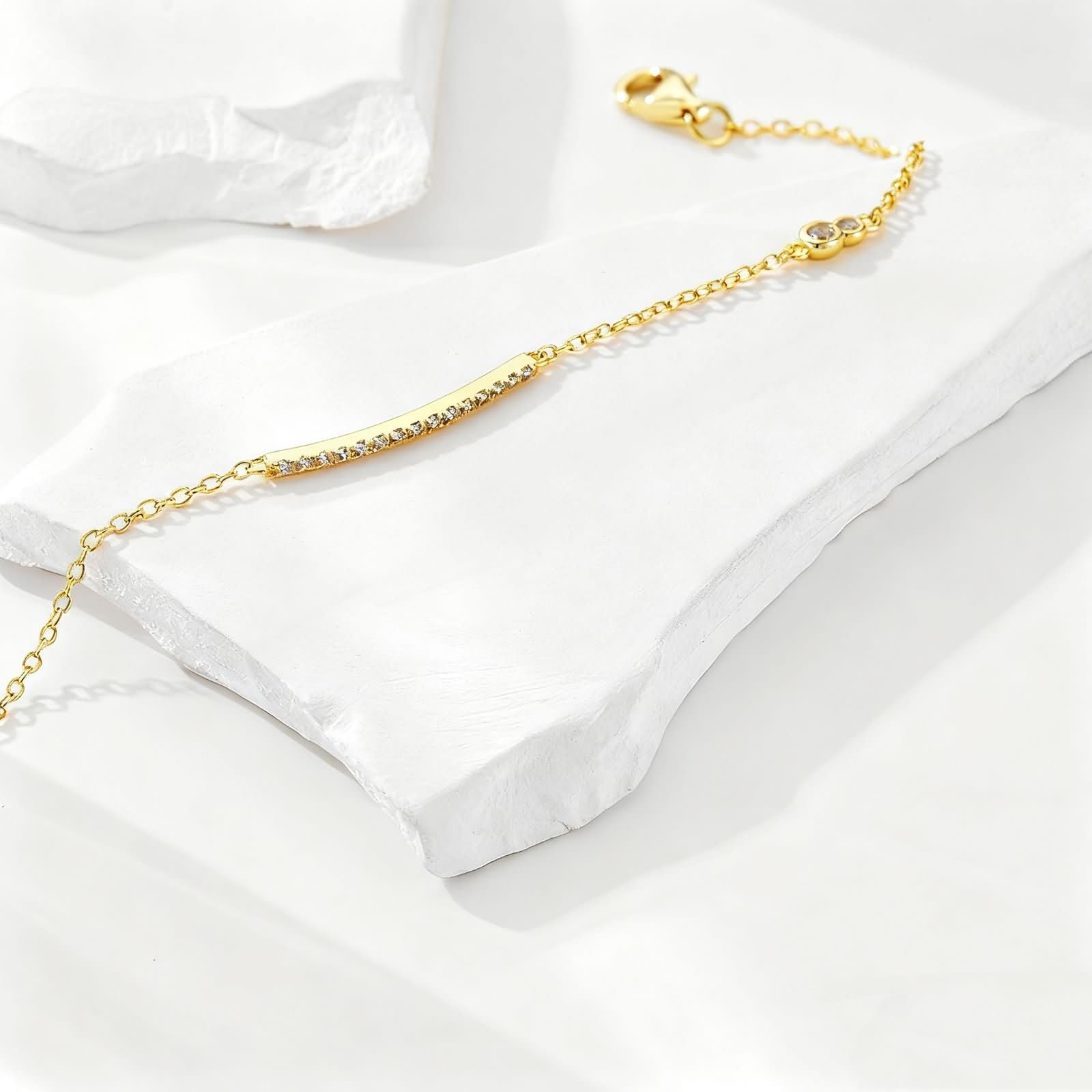 Braccialetto Oro Donna 9 Carati / 14 Carati / 18 Carati, Rotondo con Diamante Sintetico, Regolabile 16 CM + 5 CM, Bracciale Catena Donna Oro