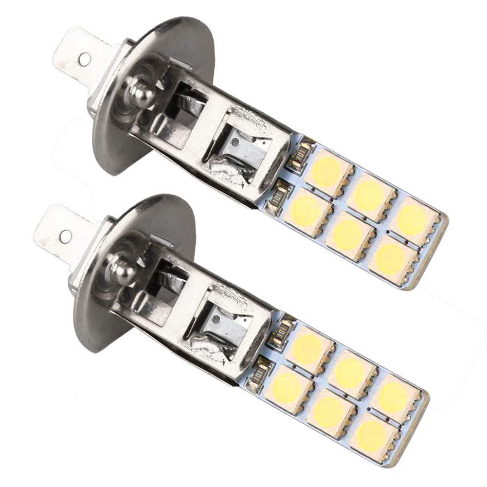 2 pièces LED H1 Ampoules 55W 12V Super Bright 6000K Blanc Kit d'ampoules de phare à LED Fog Driving Light (Argent)