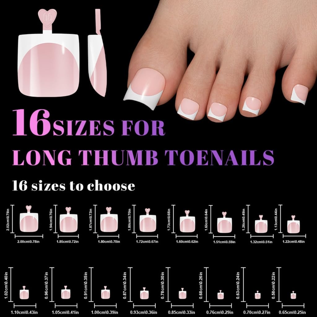 160/128PC Press on Toenails Extensions NoResidue Easy Application Extended Length Nails Enhancers For Formal Event