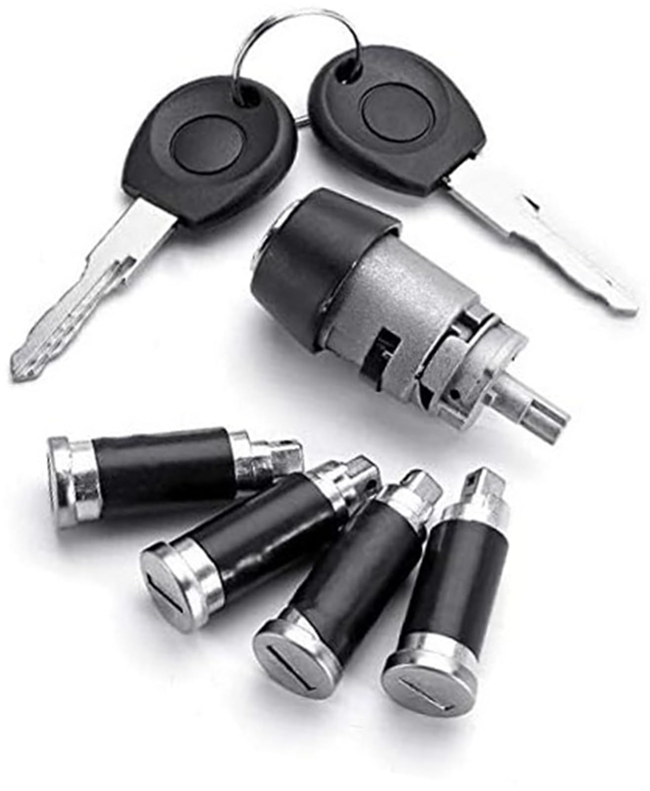 Szwaldaper One Color Auto Door Lock Latch 701837205 7Pcs Ignition Switch 4 Door Lock Barrel 2 Keys Set, For Vw, For T4, For Caravelle Mk Iv 1990-2003, For Transporter Double Barn