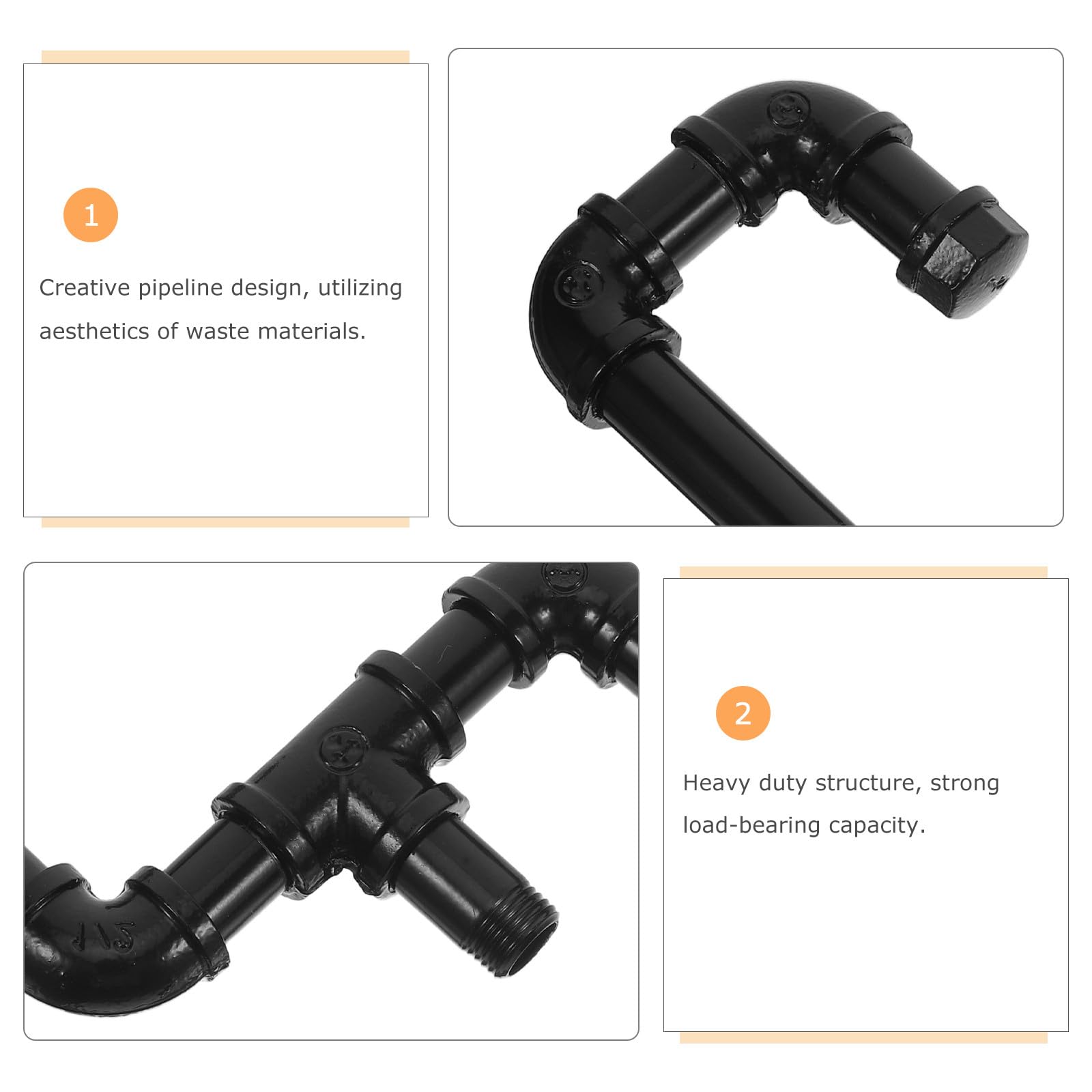 Gancho industrial para toallas de tubo: ganchos de pared de metal - Perchas vintage resistentes con doble colgador para ropa, toallas y bolsos en la entrada del armario del hotel