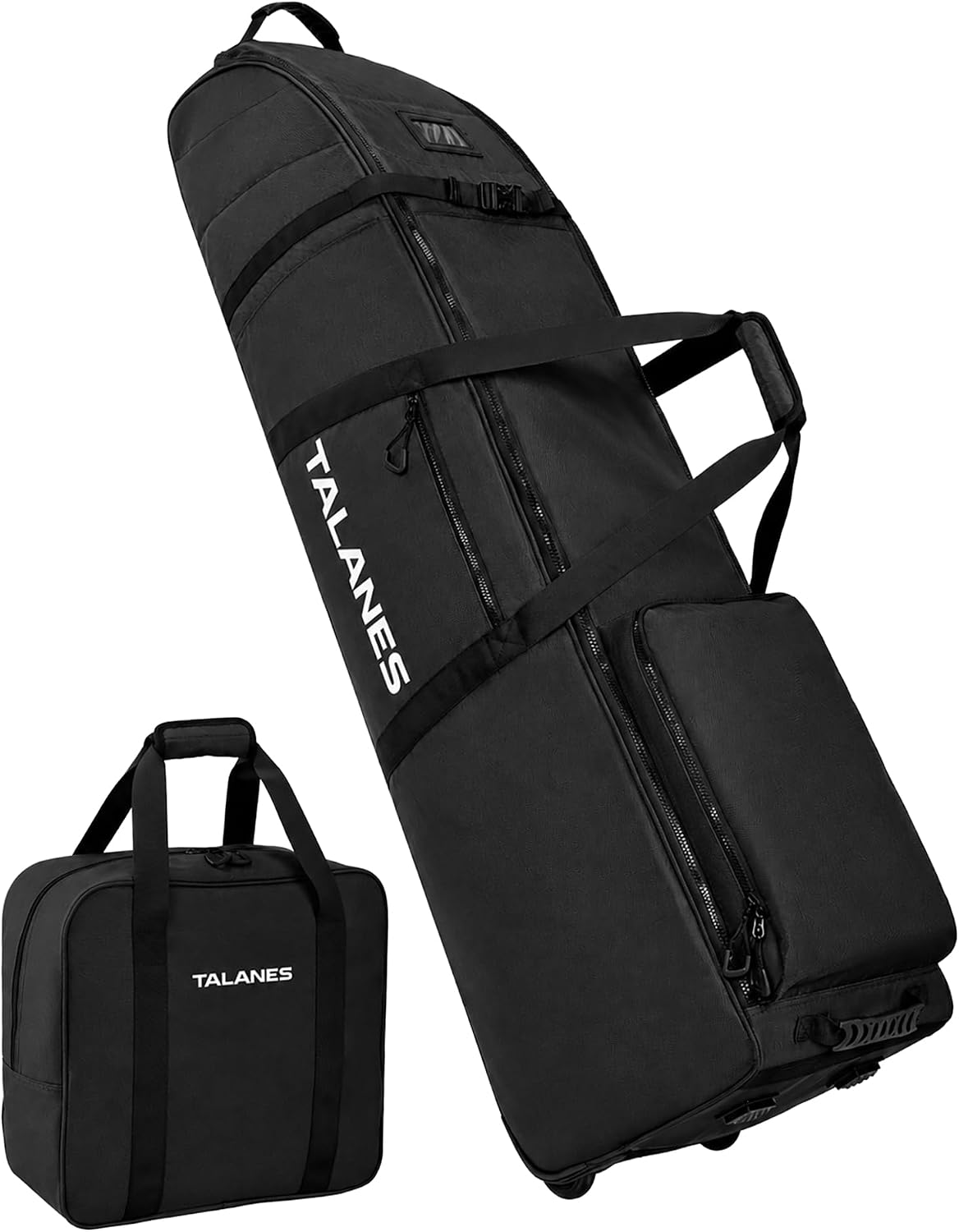 Golf Club Travel Bag with 2 Rolling Wheels for Airlines | 1680D Polyester Fabric, Dual-Layer Club Protection, Adjustable Buckle, Separate Shoe Compartment, Fits Golf Stand & Cart Bags